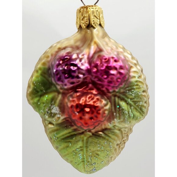 Christopher Radko Glass Fig Ornament Hand-Painted Berry Design Gold Christmas 3" - Picture 1 of 6